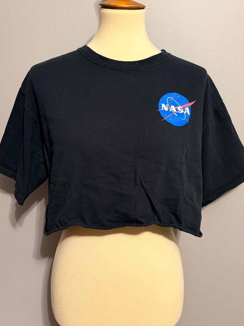 Black Cropped Graphic Tee - Women's Top
